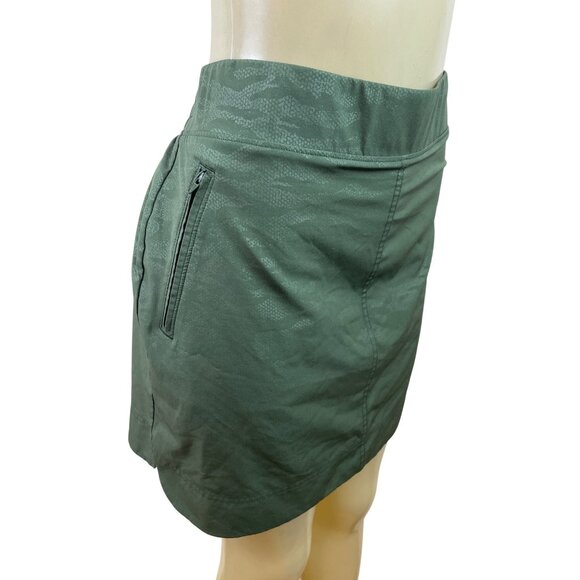 Orvis Women's Olive Green Tube Skirt With Built-In Shorts & Zipped Pockets Sz L - Picture 2 of 8